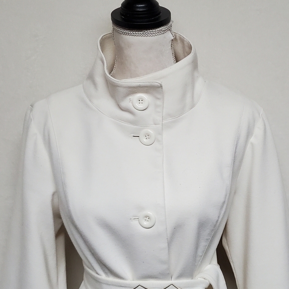 Simply Chloe Dao Off-White Cropped Flared Pleated Bell Sleeve Belted Jacket M - Picture 5 of 16